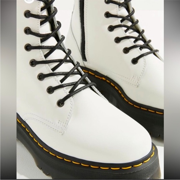Dr Martens Jadon Boot Smooth Leather Platforms in White - Picture 4 of 6